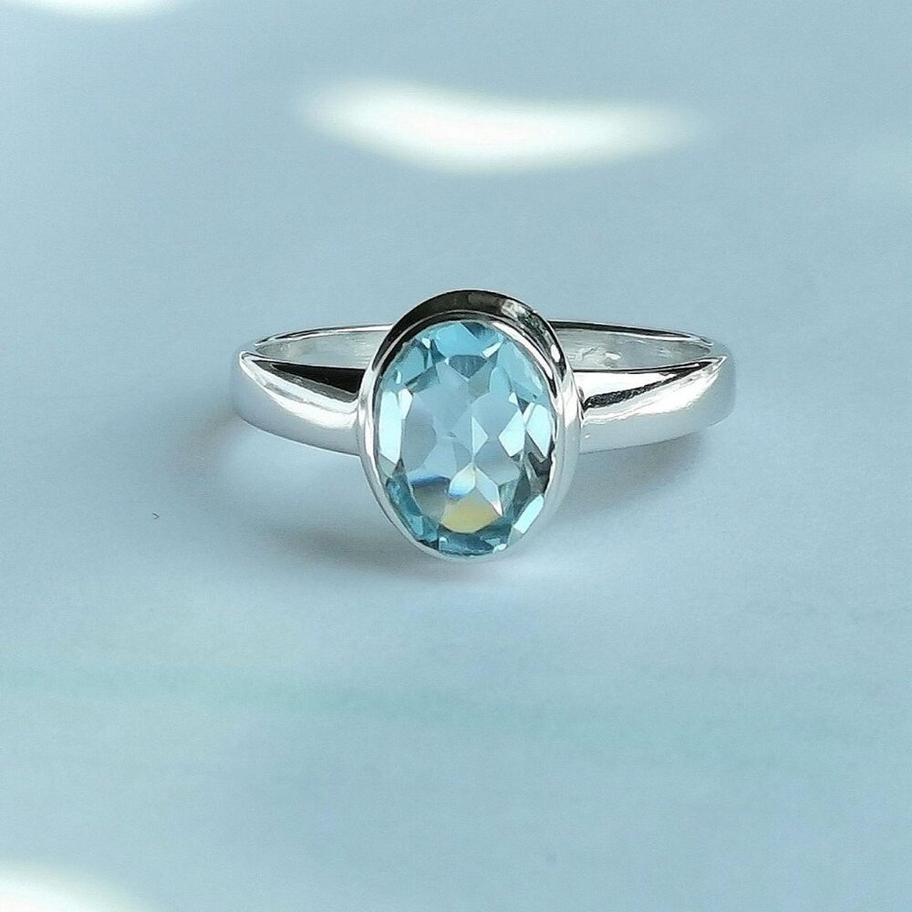 Sky Blue Topaz Ring Sterling Silver Size 8